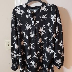 Black floral blouse
